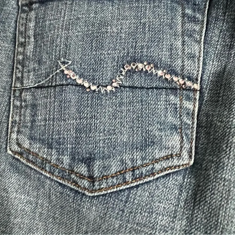 7 For All Mankind Girls Medium Wash Gem Pocket Bootcut Jeans- Size 26